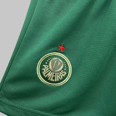 Short verde infantil Palmeiras III 24/25 com escudo e logo dourado