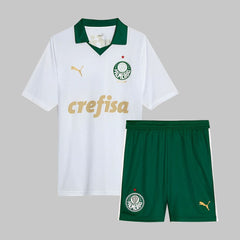 Frente da camisa infantil Palmeiras 25/26 branca modelo II