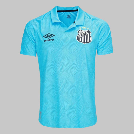 Camisa Santos III 25/26 Masculina vista frontal na cor azul com escudo bordado
