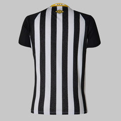 Camisa Santos II 25/26 Masculina vista traseira com design listrado preto e branco