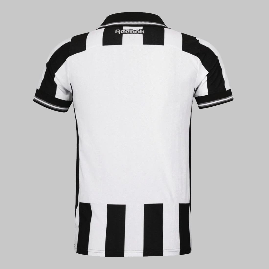 Camisa Botafogo Home 2025 costas – listras pretas e brancas tradicionais