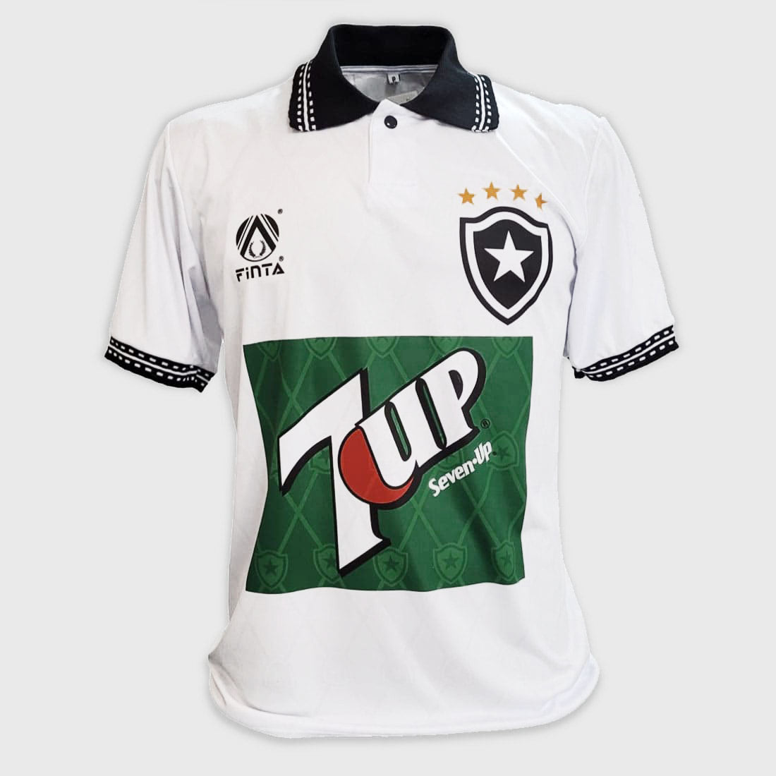 Camisa Botafogo II Retrô 1995 branca com gola polo vista de frente
